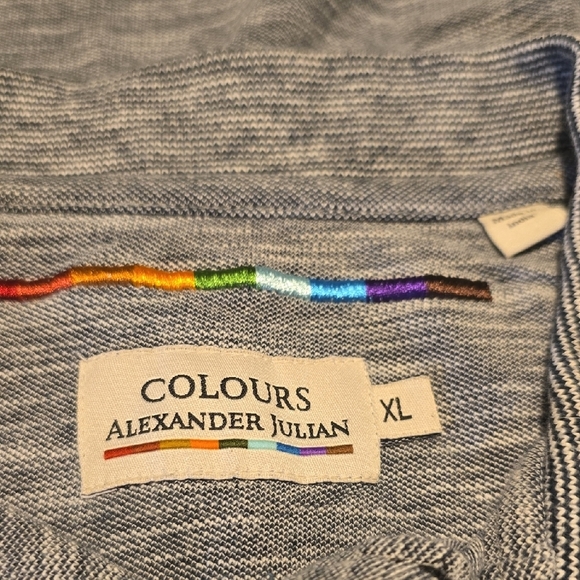 Alexander Julian Vintage Colours Gray Short Sleeve  Polo Shirt Textured Knit XL - Picture 2 of 6